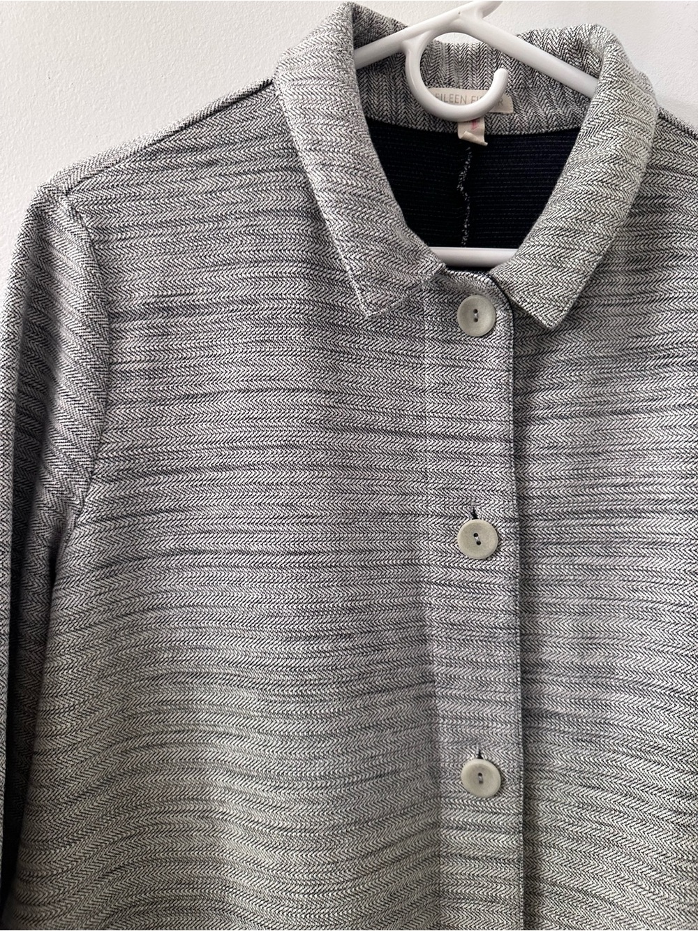 Eileen Fisher Organic Cotton Collar Long Jacket/Coat minimalist layering Size M - Picture 6 of 6